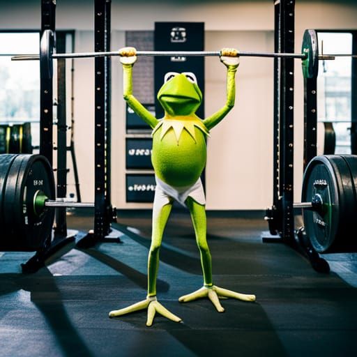 Kermit the Frog Deadlifting at Luxury Gym