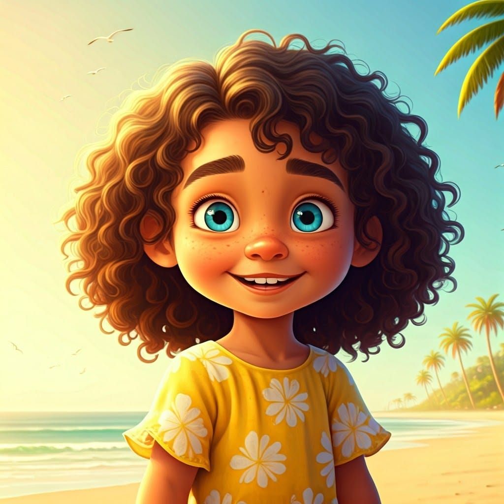 Sunny Beach Girl with a Vivid Smile