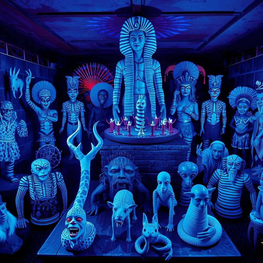 Creepy Underground Ceremony with Pagan Idols