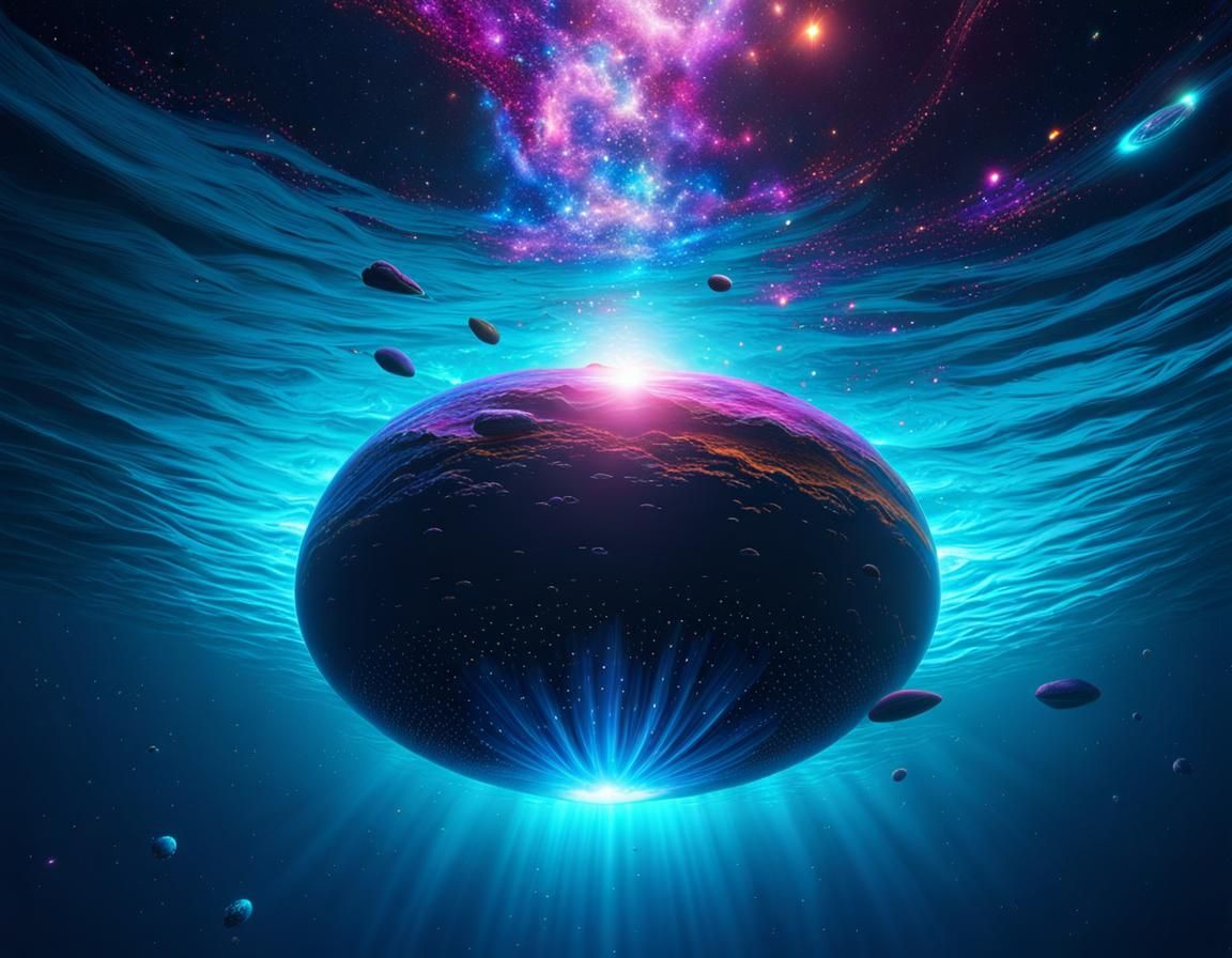 Underwater Impasse: Force Meets Object in Cosmic Scene