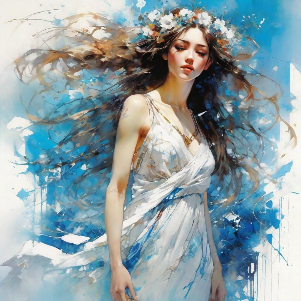 Anime Art Print of a Greek Goddess