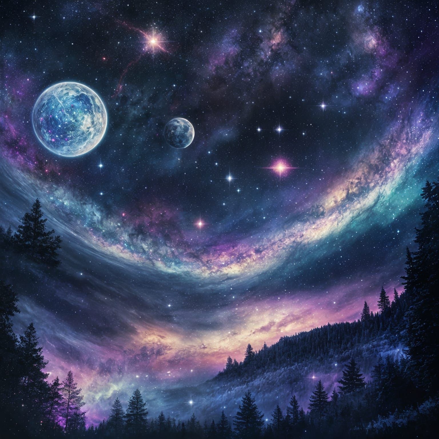 Cosmic Silhouette: Fantasy Double Exposure Image