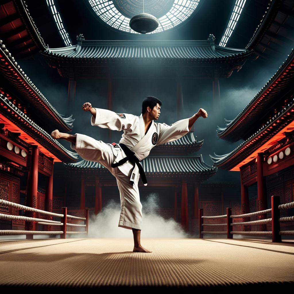 Lyoto Machida Karate Fight: Epic Cinematic Digital Art