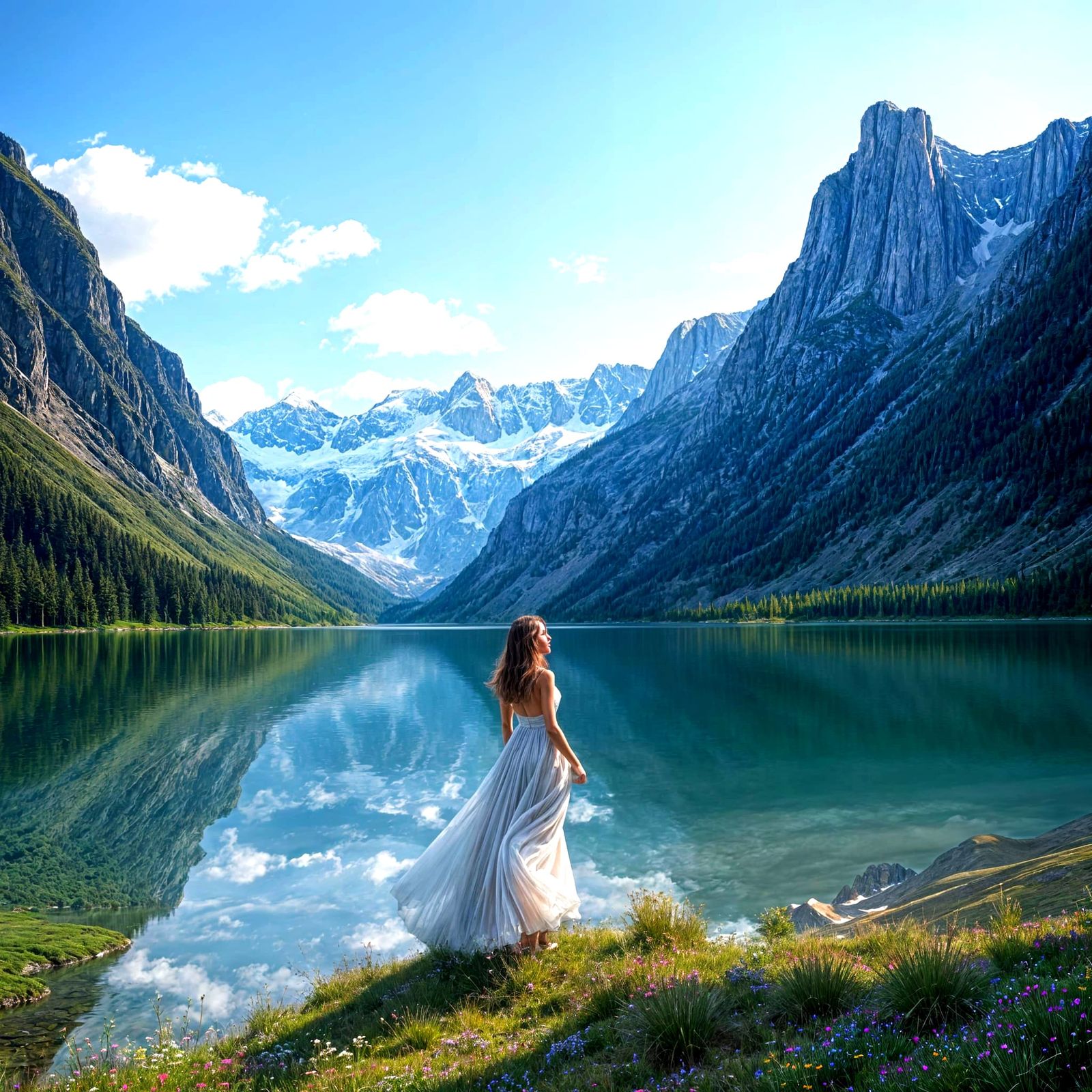 Tranquil Lake Reflecting Majestic Mountains