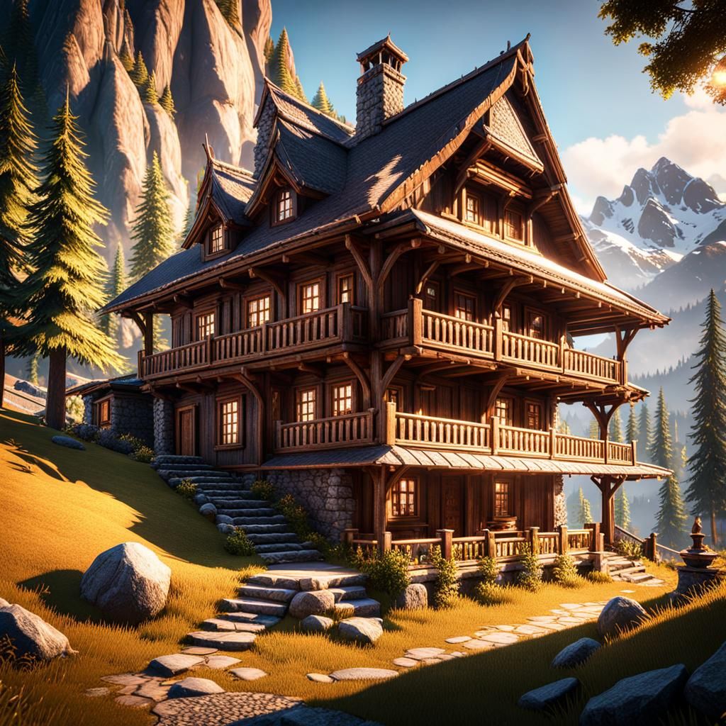 Mountain House: 3D Game Cinematic Render