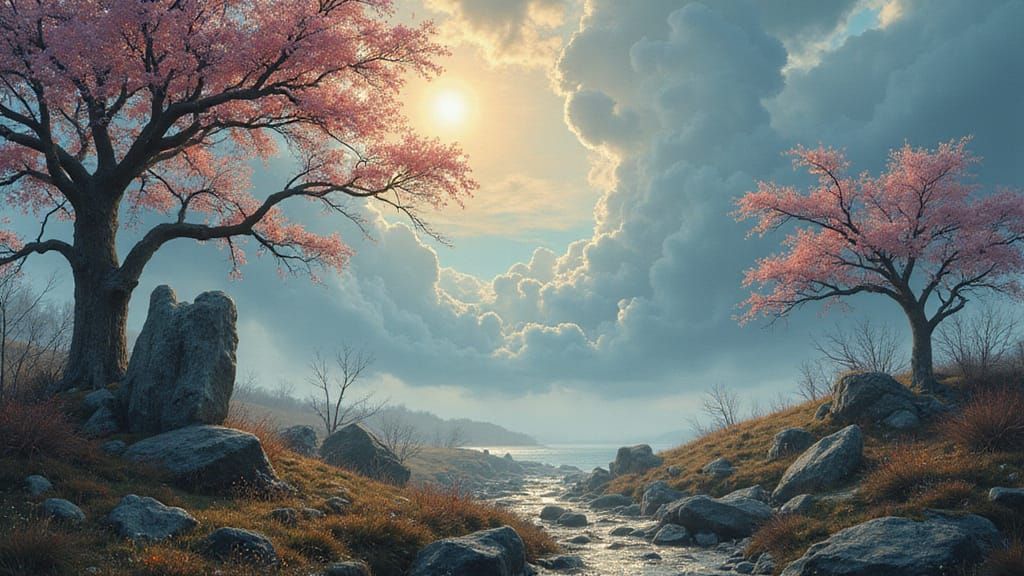 Dreamy Mythological Poster in Lyrical Abstraction Style