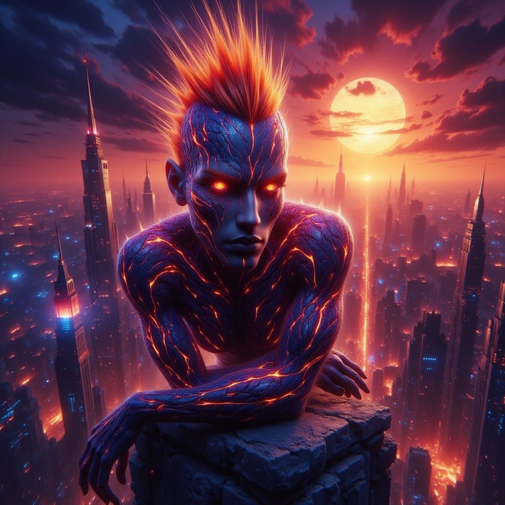 Dragon-Human Hybrid Pinup in Pulp Comic Style