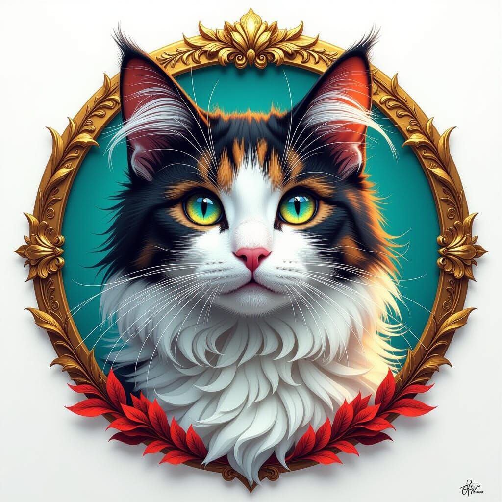 Cute Cat Portrait in Dynamic Lighting