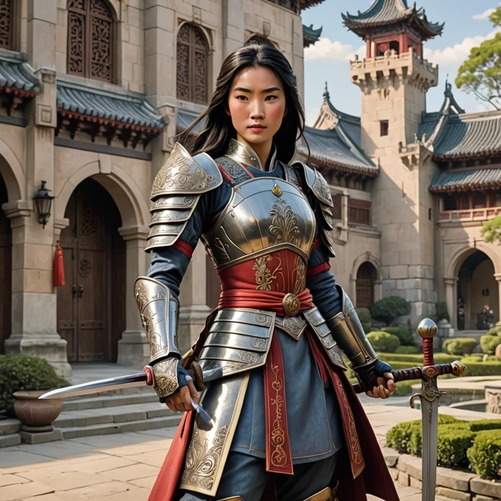 Mulan, Palace Guard in Fantasy Art Style