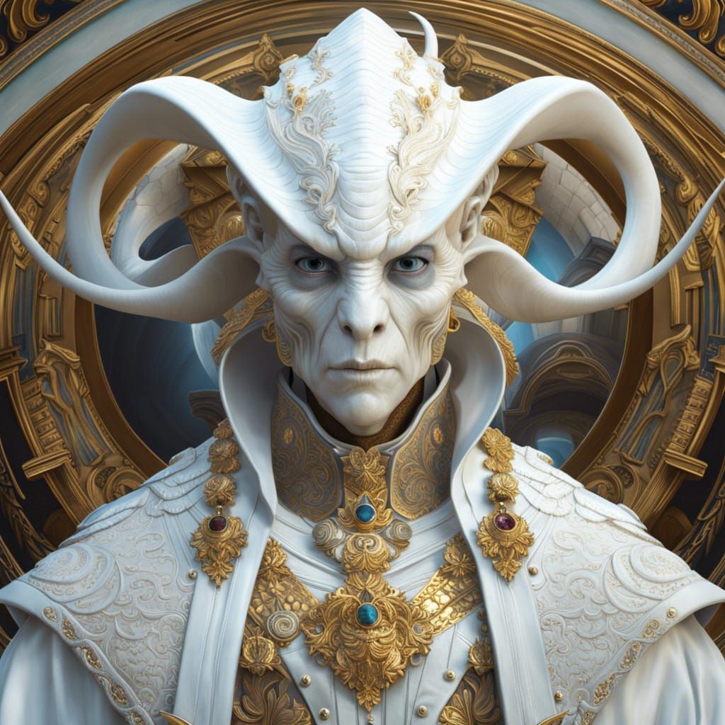 Rococo Gothic Alien Pirate Portrait in Oil Painting Style