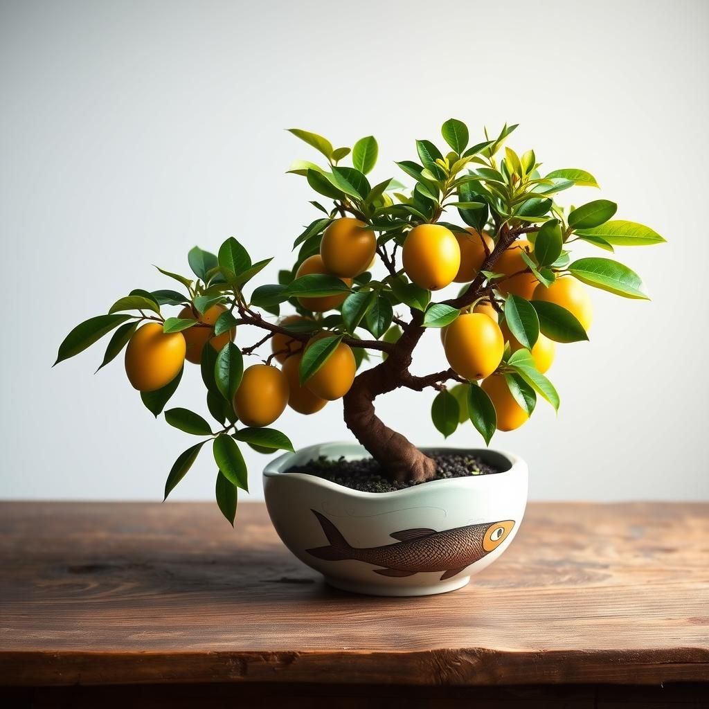 Bonsai Mango Tree with Japanese Ceramic Pot
