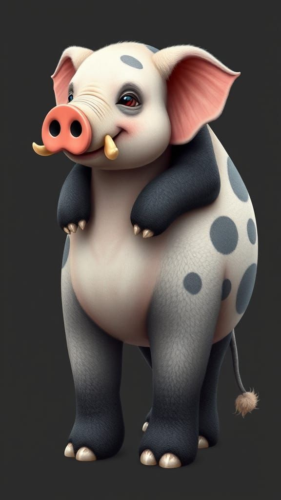 Fantastical Pig-Elephant-Panda Hybrid in Whimsical Japanese ...