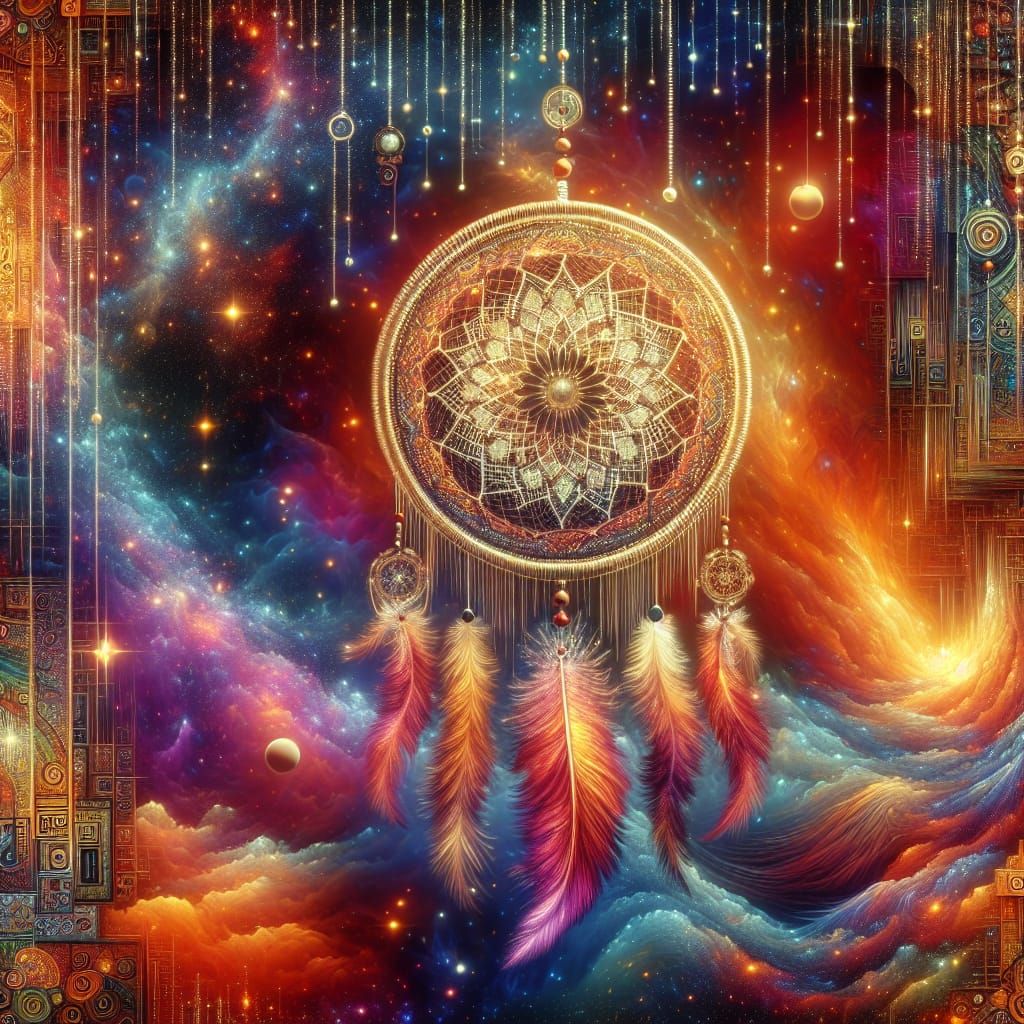 Cosmic Dreamcatcher: A Quechua-Inspired Illustration