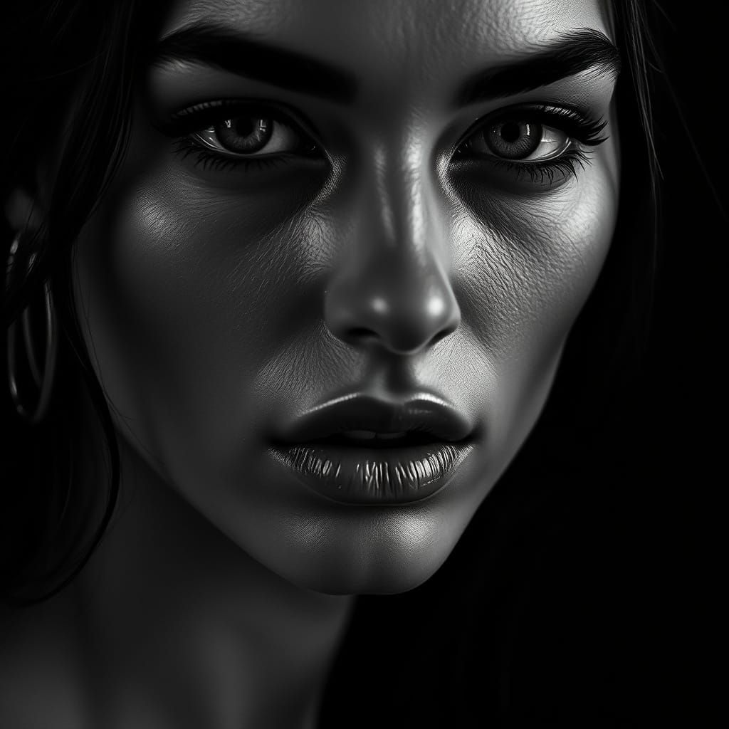 Moody Black and White Fashion Portrait in High-Definition