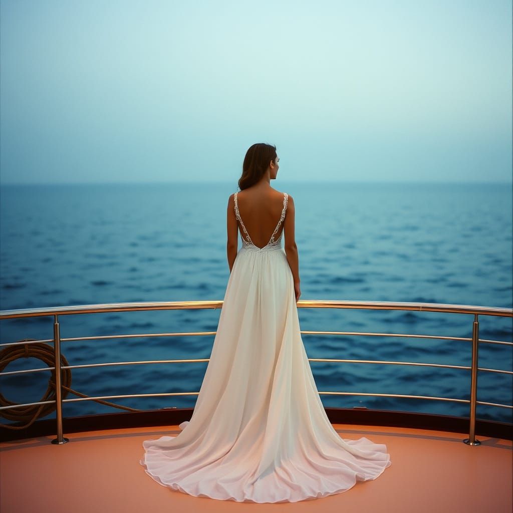 Bride on Deck in Cinematic Lighting