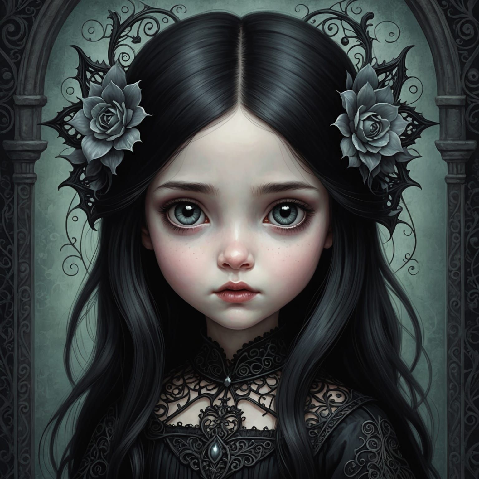 Gothic Girl Portrait in Dark Fantasy Style