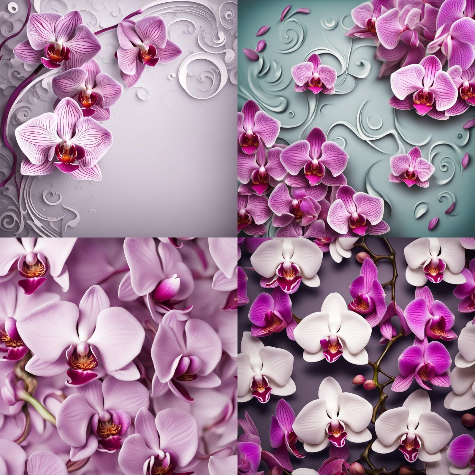 Orchids Against Swirling Abstract Background Photo