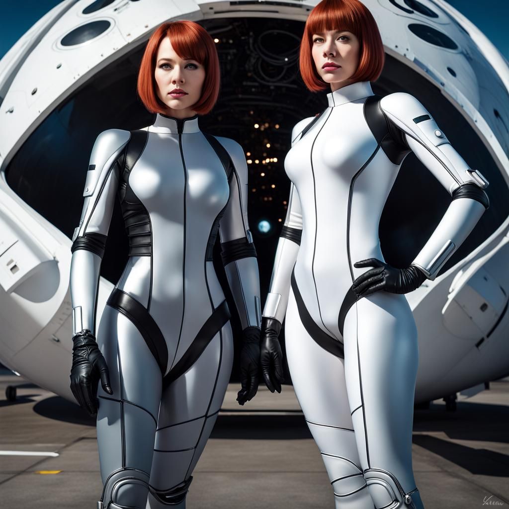 Female Androids Connected to Spaceship in Mechabare Style