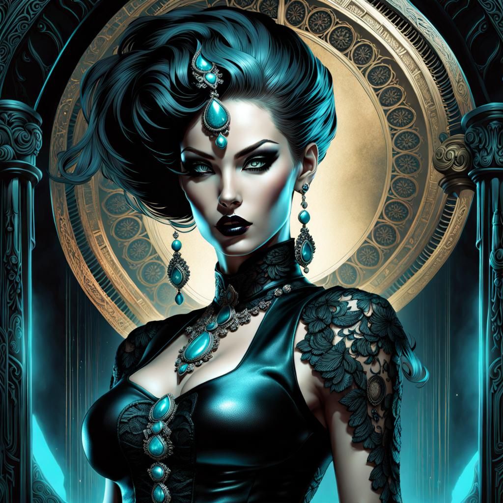 Gothic Mistress in Lace: Retro Noir Portrait