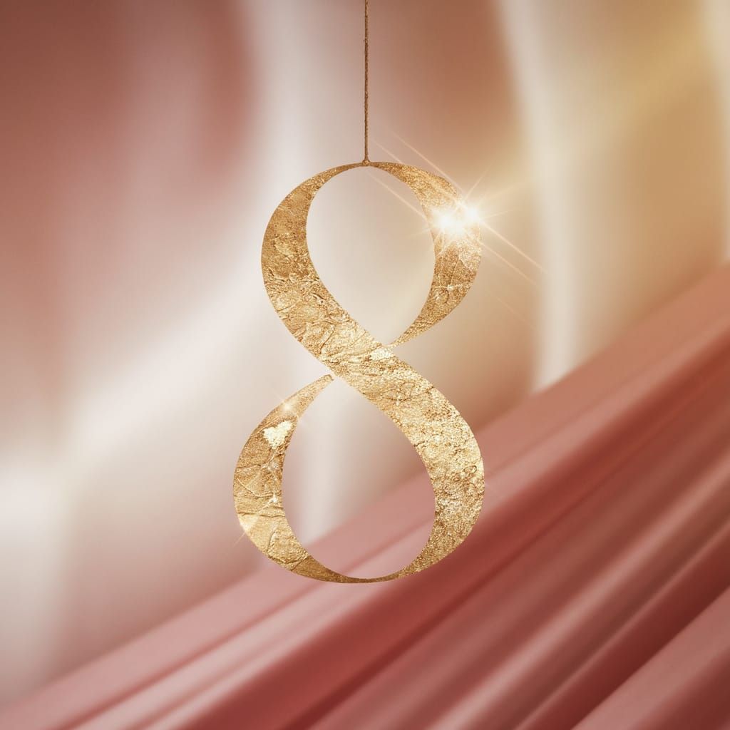 Elegant Vintage Number 8 in Soft Pastel Hues