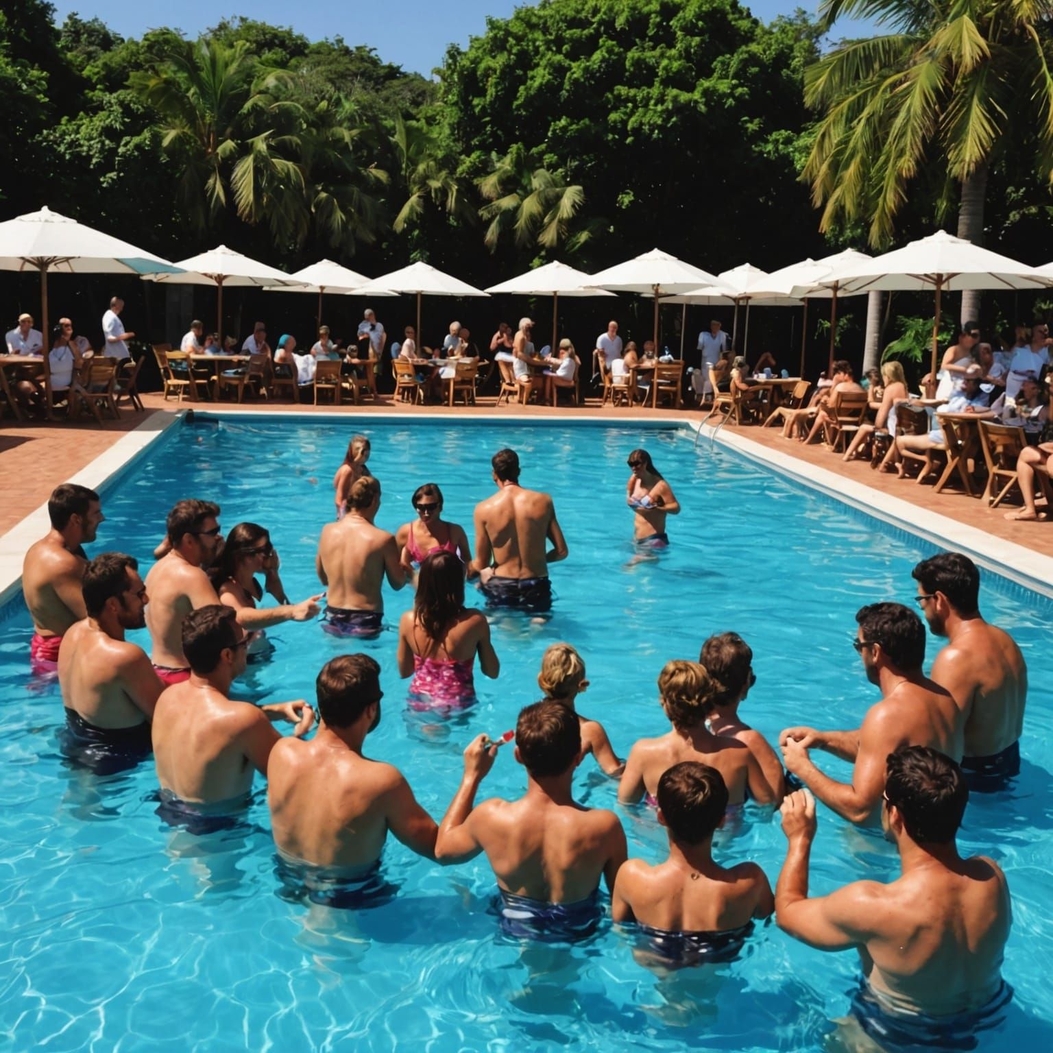 AI-Generated Pool Party Scene