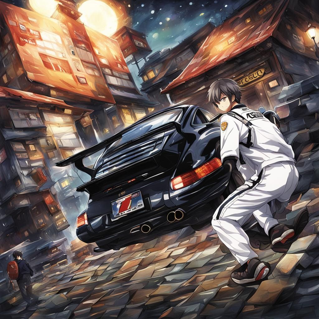 Porsche in Anime Key Visual Style