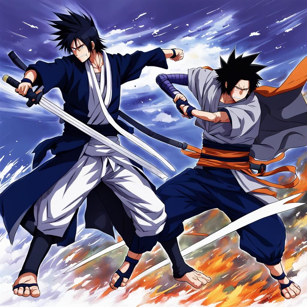 Intense Danzo vs Sasuke Battle in Anime Style