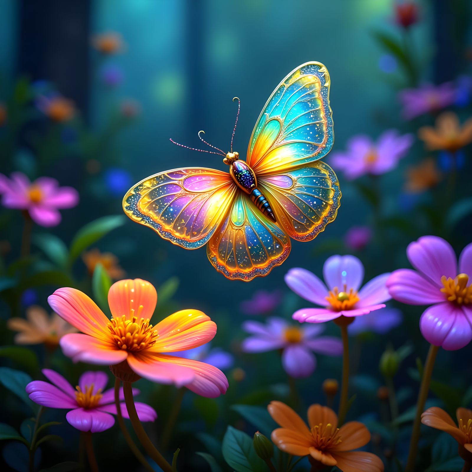 Whimsical Gypsy Moth in Enchanted Garden