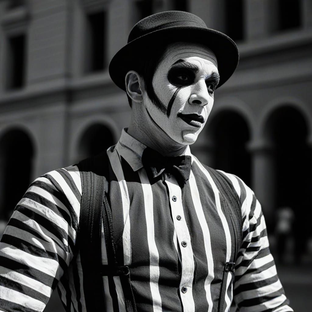 The Mime Menace: Pencil Sketch in Deserted City