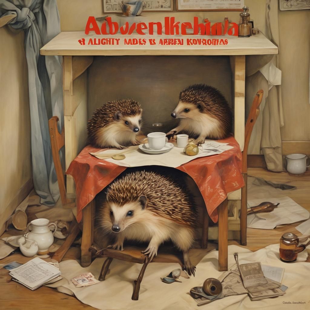 Surreal Hedgehog Crafts with Rabbits: Record Sleeve Art