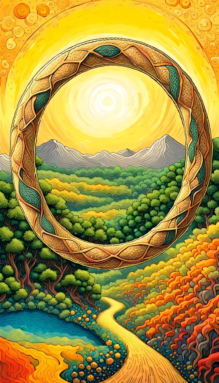 Surreal Neon Landscape in a Detailed Digital Style