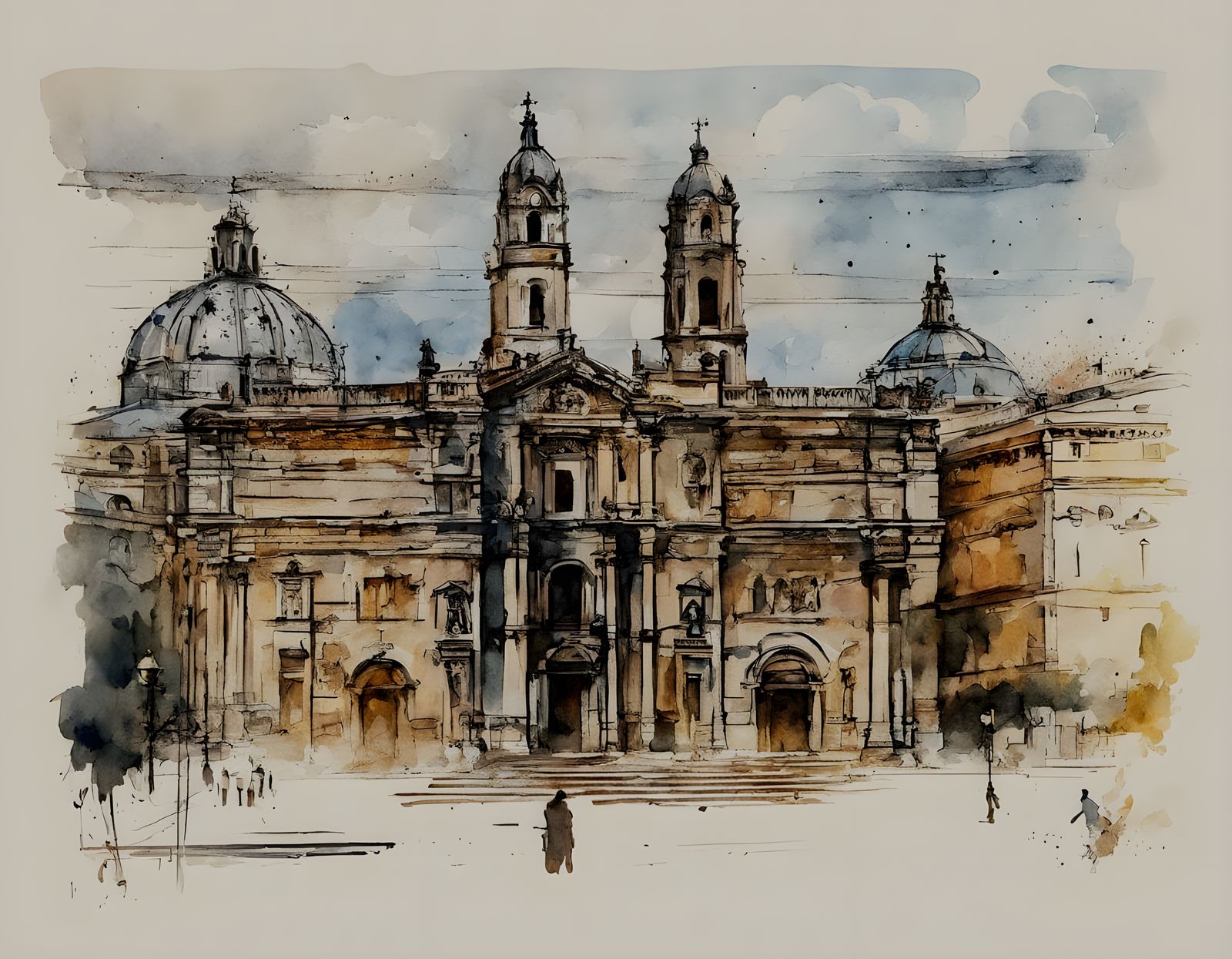 Santa Maria Maior in Rome: Watercolor Pencil Sketch