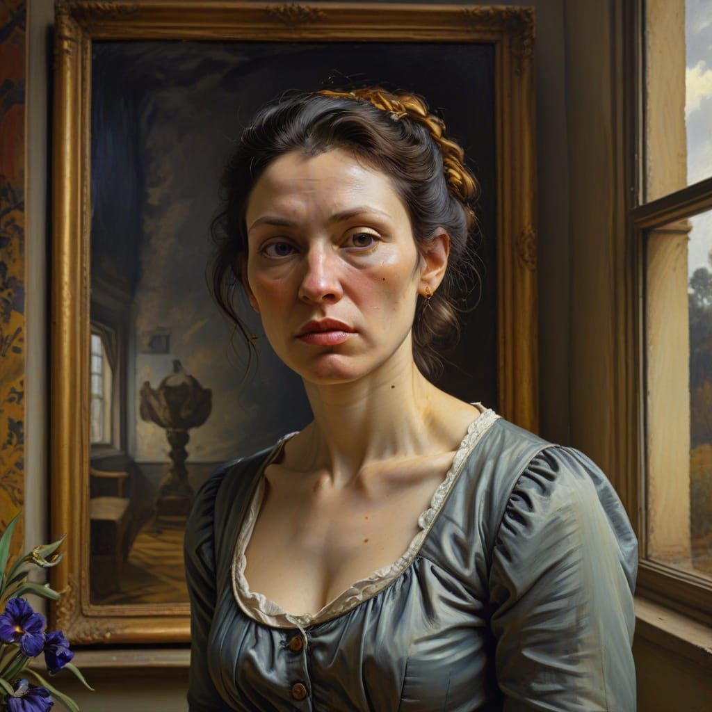 Woman's Revelation: An Expressionist Oil Painting