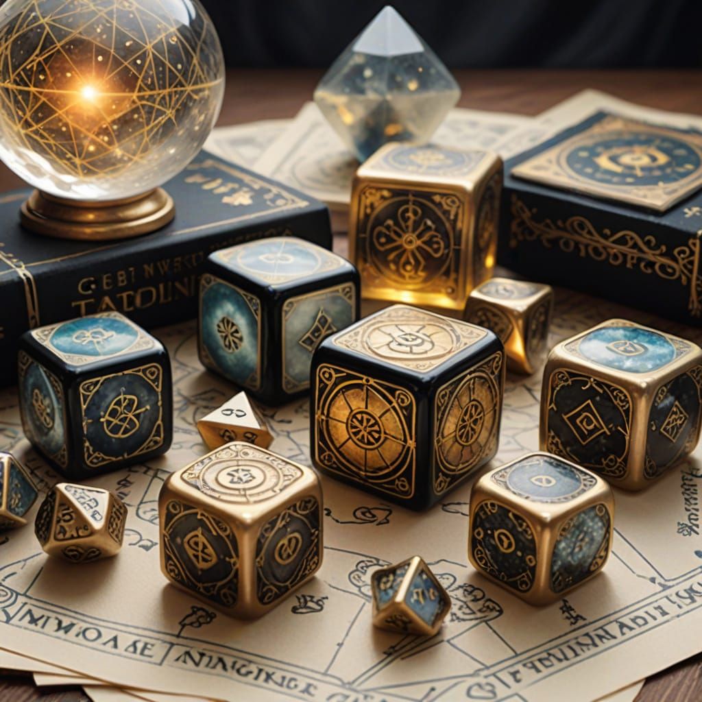 Fantasy Tarot Dice in Mystical Setting