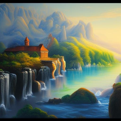 Detailed Matte Painting of Artist at Work