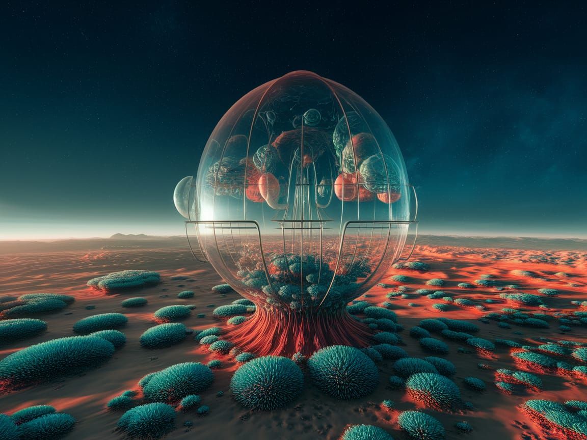 Organic Space Station Under Alien Skies