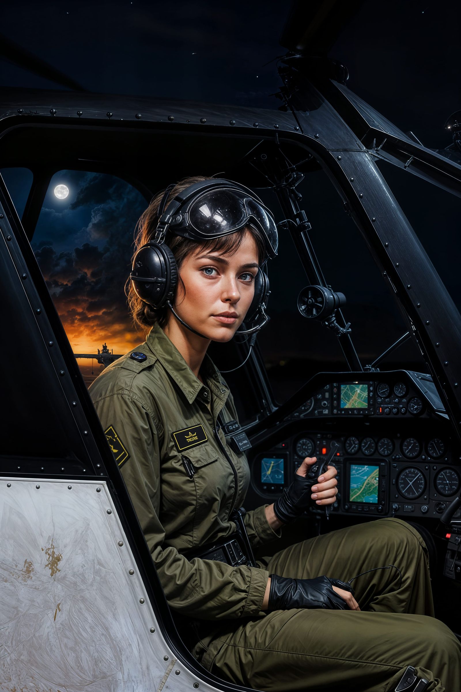 Night Helicopter Pilot Grips Joystick