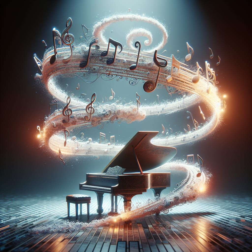 Surreal Musical Journey in Digital Illustration Style
