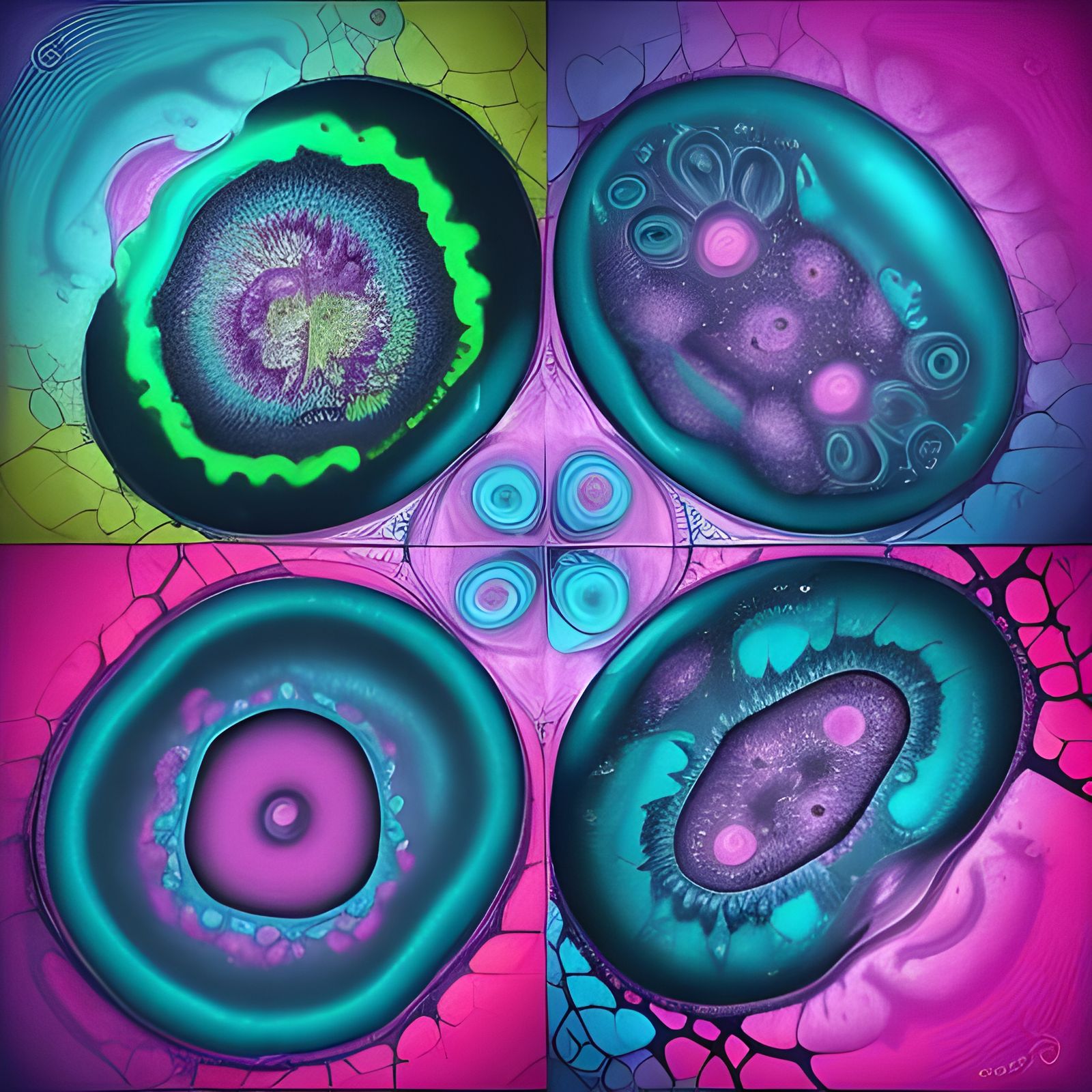 Surreal Amoeba in Petri Dish: A Microscopic World