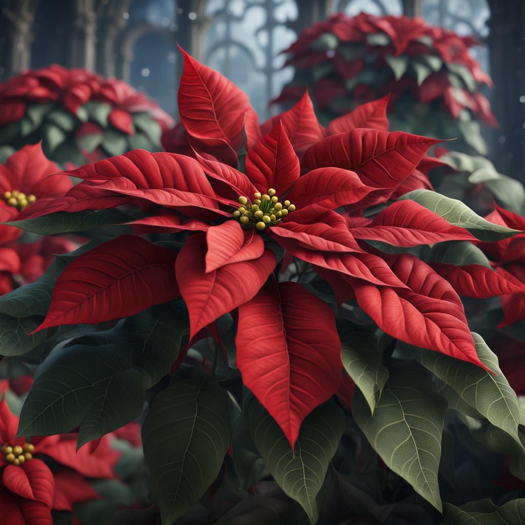Detailed Matte Painting of a Poinsettia in 8K