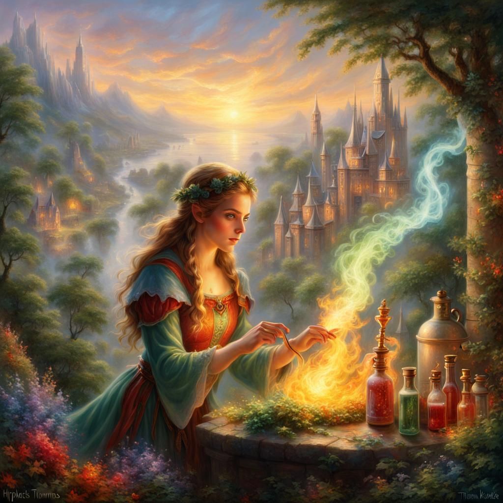 Ethereal Elf Alchemist Creating Potions