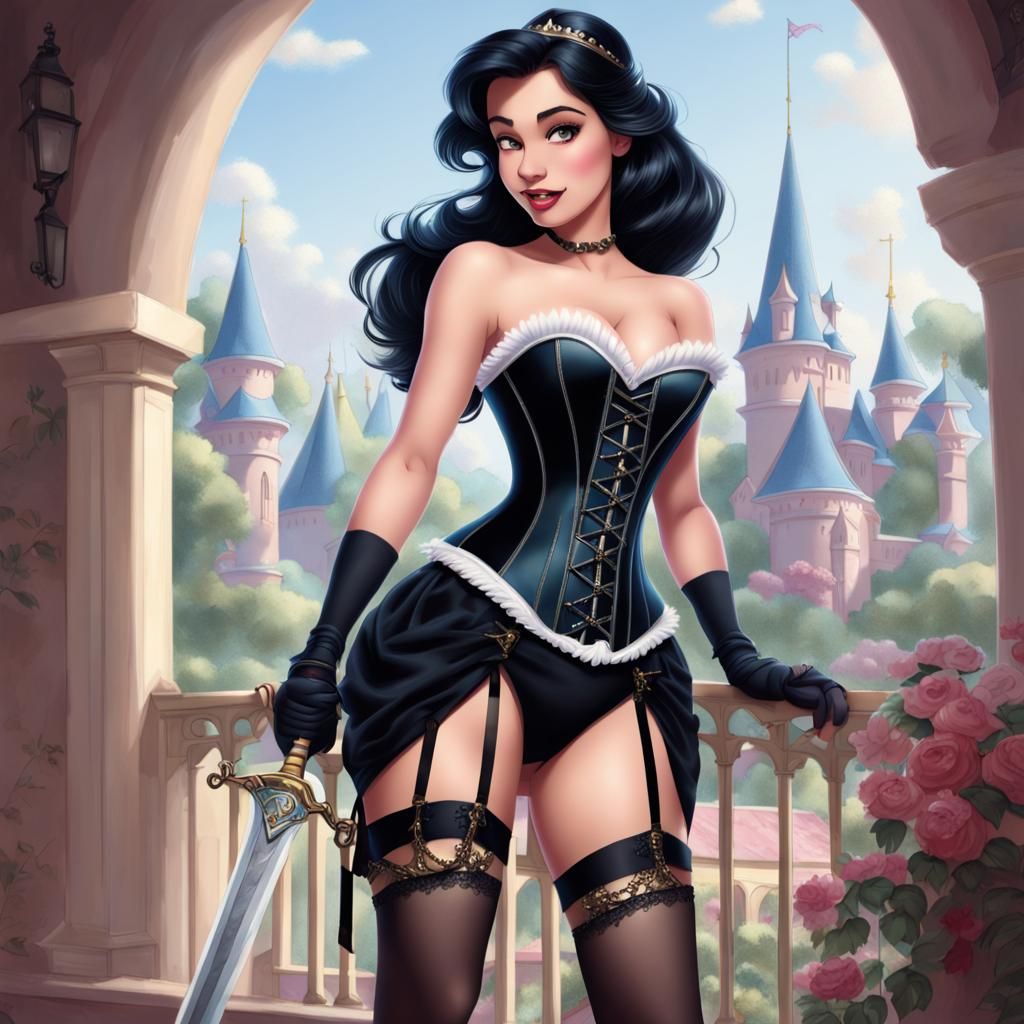 Disney Princess with Sword in Lingerie