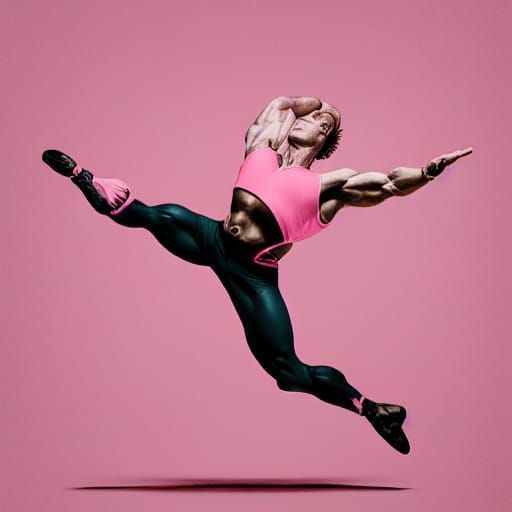 Arnold Schwarzenegger Ballet, Photorealistic Digital Art