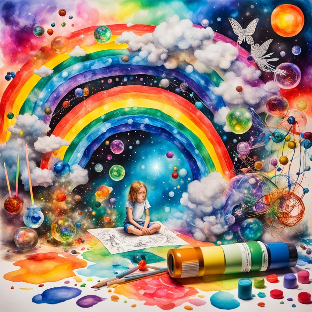 Surreal Dreamer Drawing in Rayograph Style