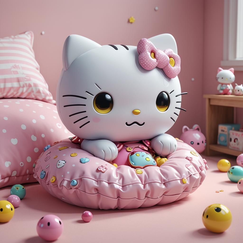 Kawaii Hello Kitty Virtual Pet in 3D Anime Art