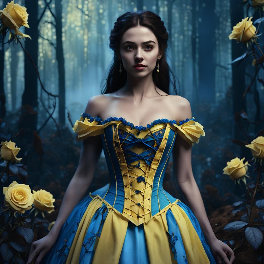 Gothic Fairytale Belle in a Dark Forest