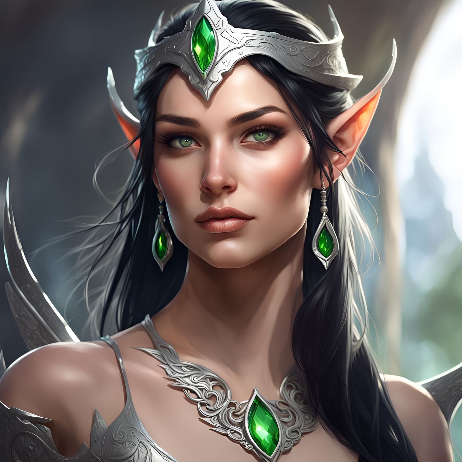 Elven Warrior Portrait with Dragon, Hyperdetailed Art