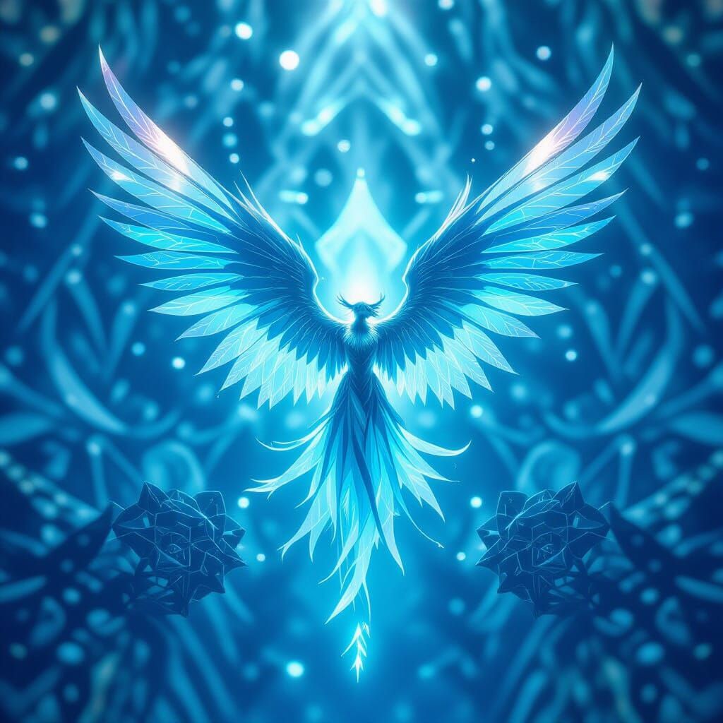 Iridescent Winged Creature in Kaleidoscopic Fractal Art