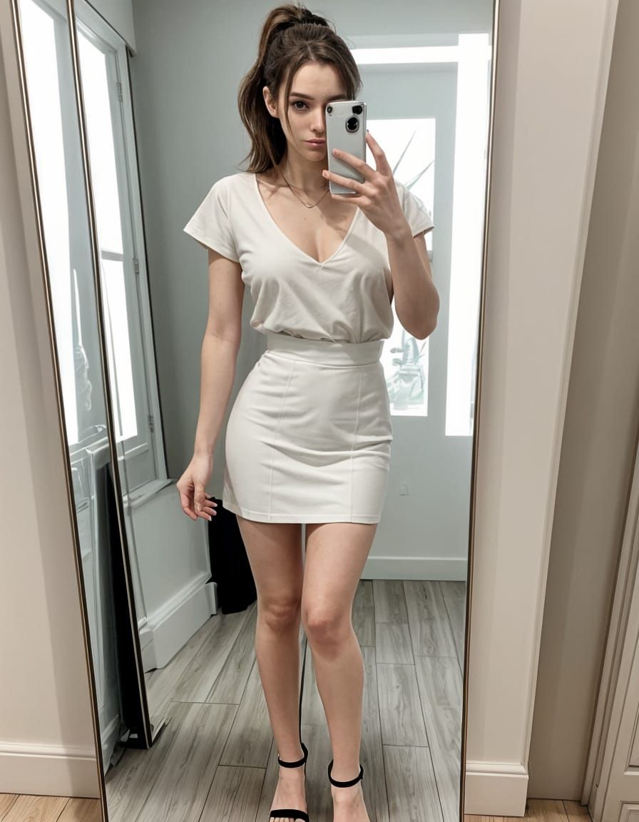 Intriguing Full Body Mirror Selfie