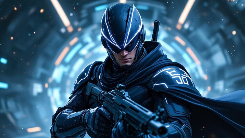 Futuristic Sci-Fi Warrior in Comic Style